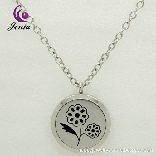 Jenia Popular Colorful Flower Style Stainless Steel Essential Oil Diffuser Perfume Necklace Pendant